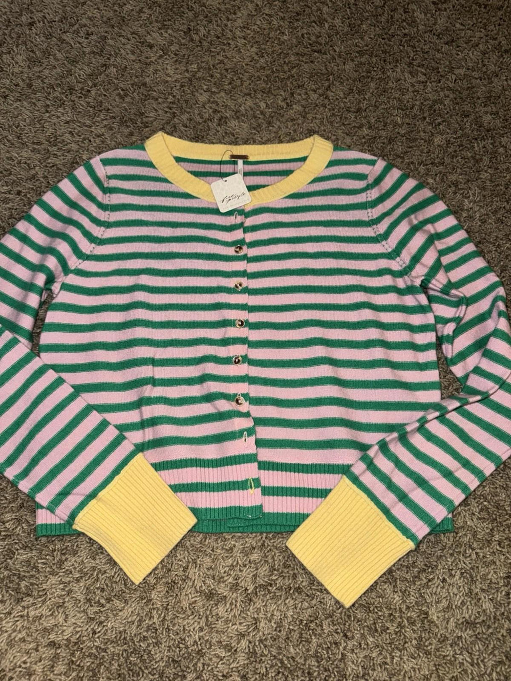 Free People Nocturnal Stripe Cardi Size Small Wool Cashmere Cardigan Sweater Y2K
