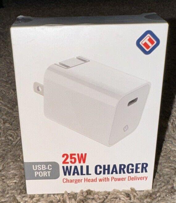 TekYa 25W USB-C Wall Charger for Smartphones/Tablets - White (UNIACT20394)