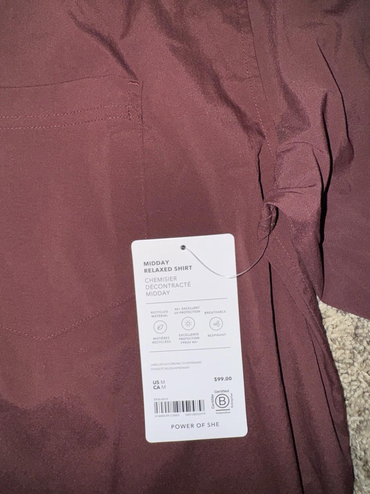 Athleta Medium Midday Relaxed Shirt Garnet NEW! #414480
