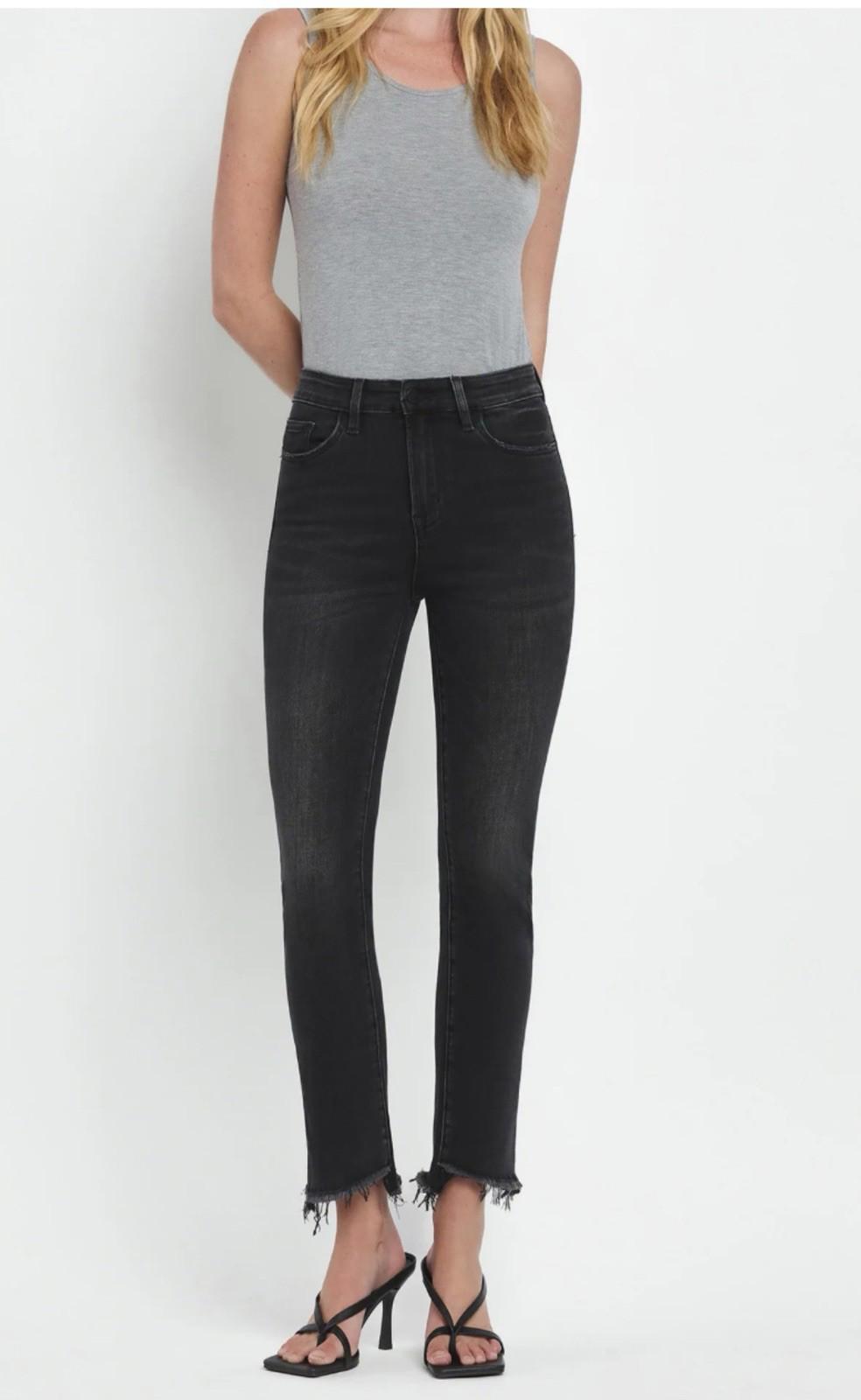 Flying Monkey Delta Dawn - BLACK LABEL Straight Crop Uneven Hem Jeans Sz 28 NEW