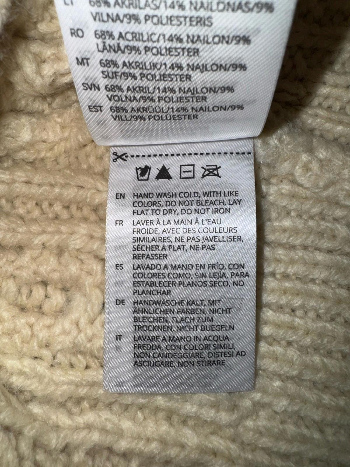 NEW Brixton Classic Fisherman Cable Knit Sweater in oatmeal color Size L