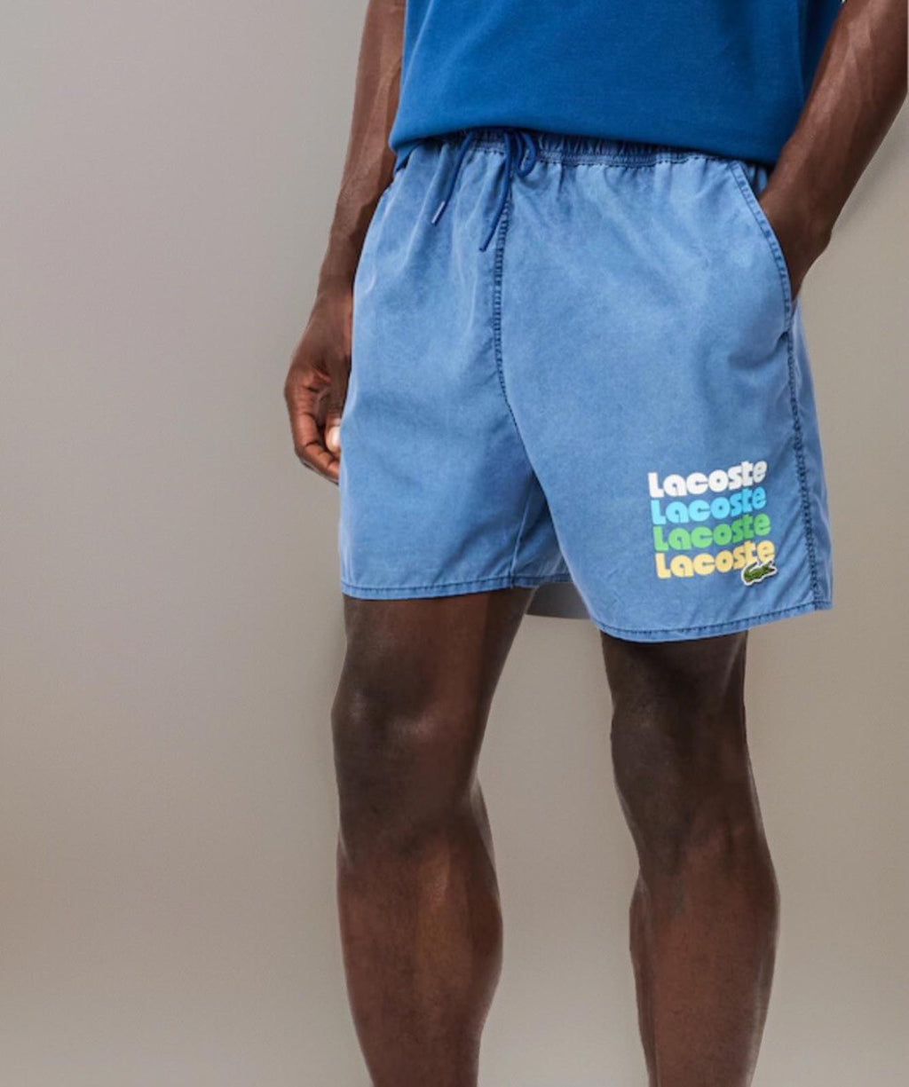 NEW! Medium Lacoste Men's Washed Effect Swim Trunks NWT