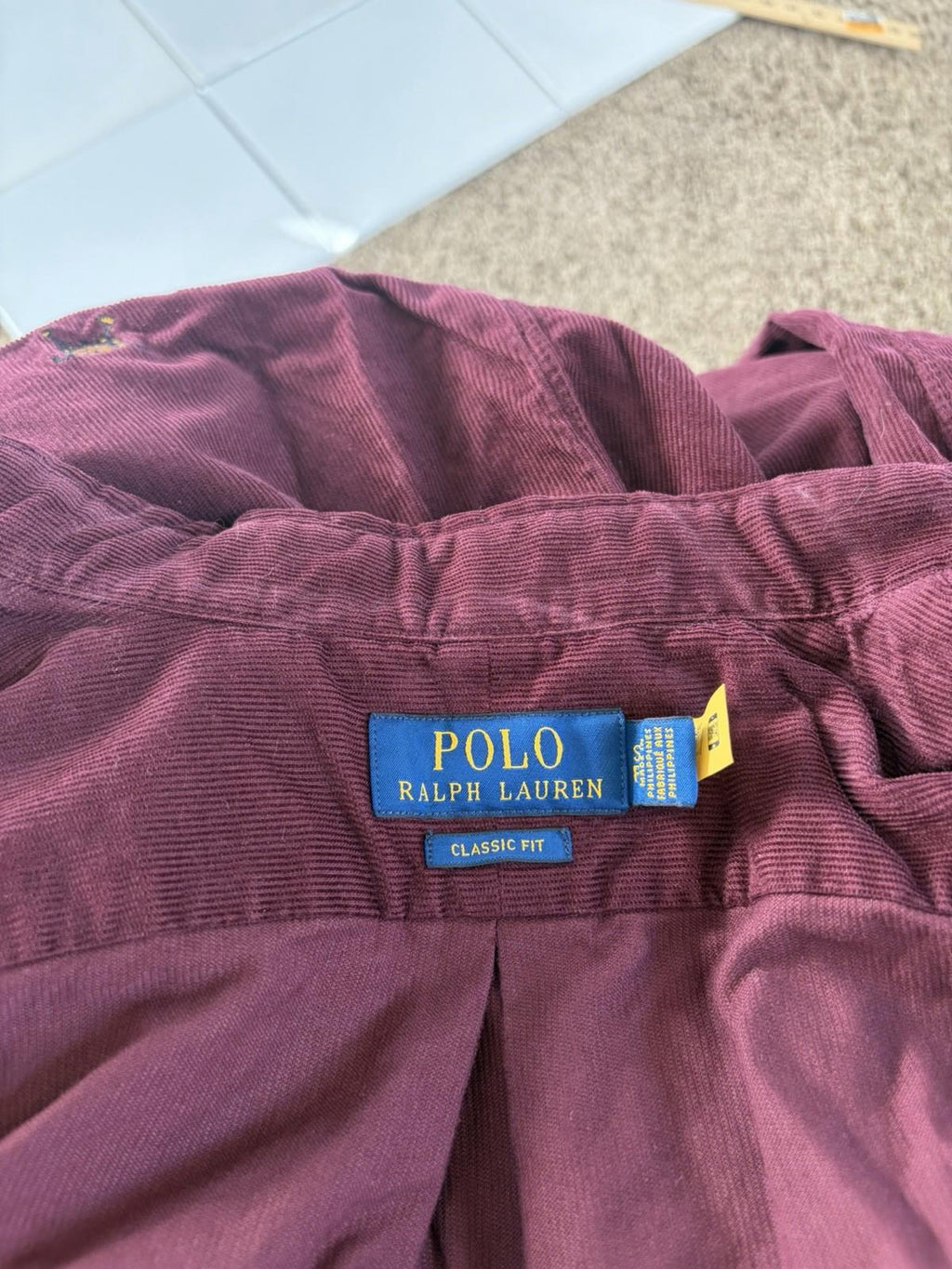 NWOT POLO RALPH LAUREN Classic Fit Embroidered Corduroy Shirt W/ Fox Head Small
