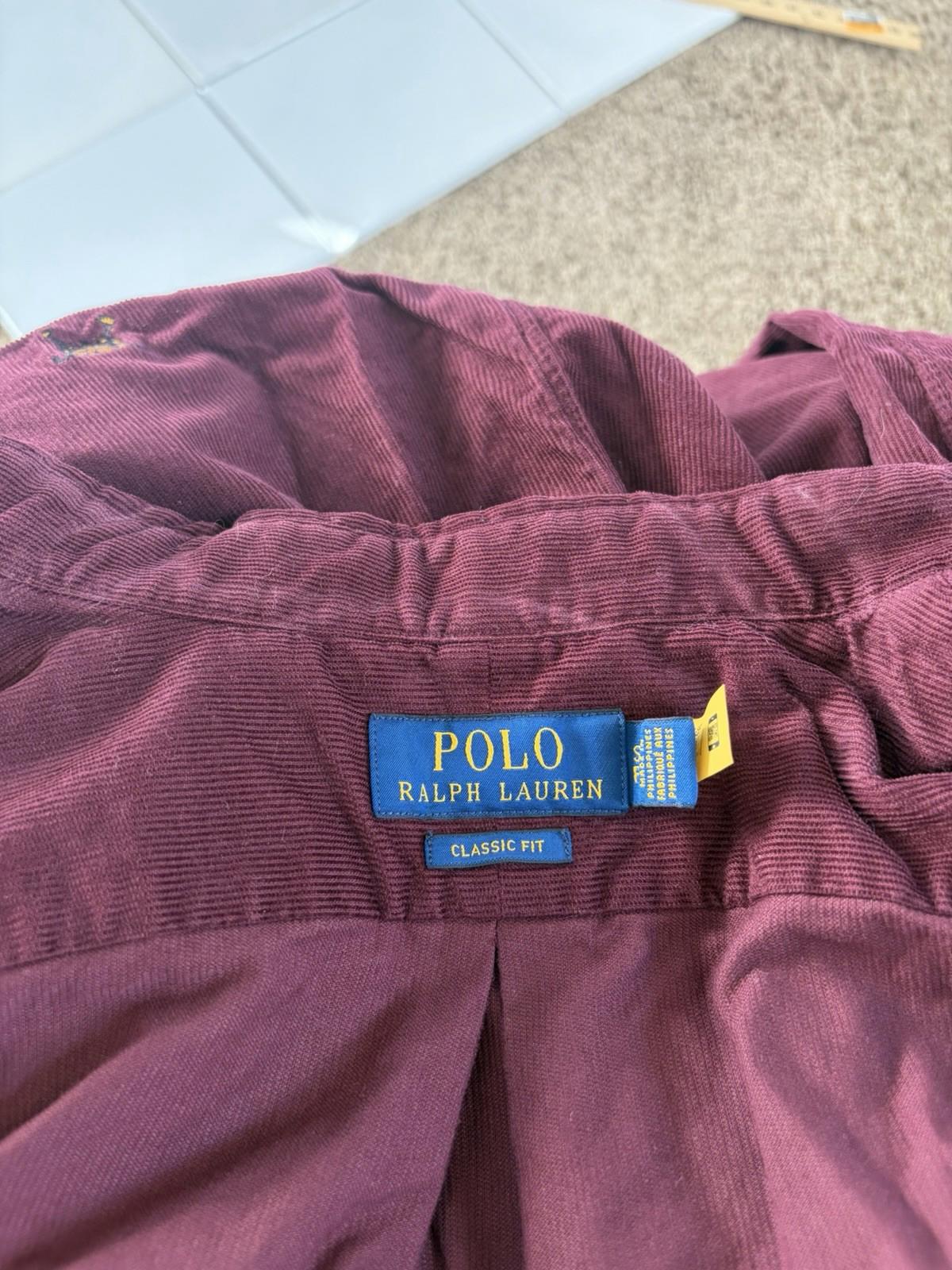 NWOT POLO RALPH LAUREN Classic Fit Embroidered Corduroy Shirt W/ Fox Head Small