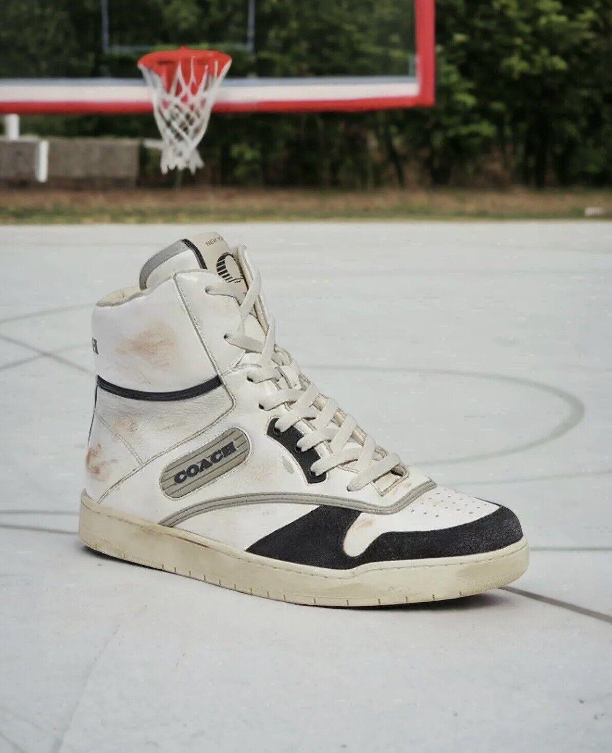 New COACH Men’s DISTRESSED High Top Sneaker Size 7.5 RARE!