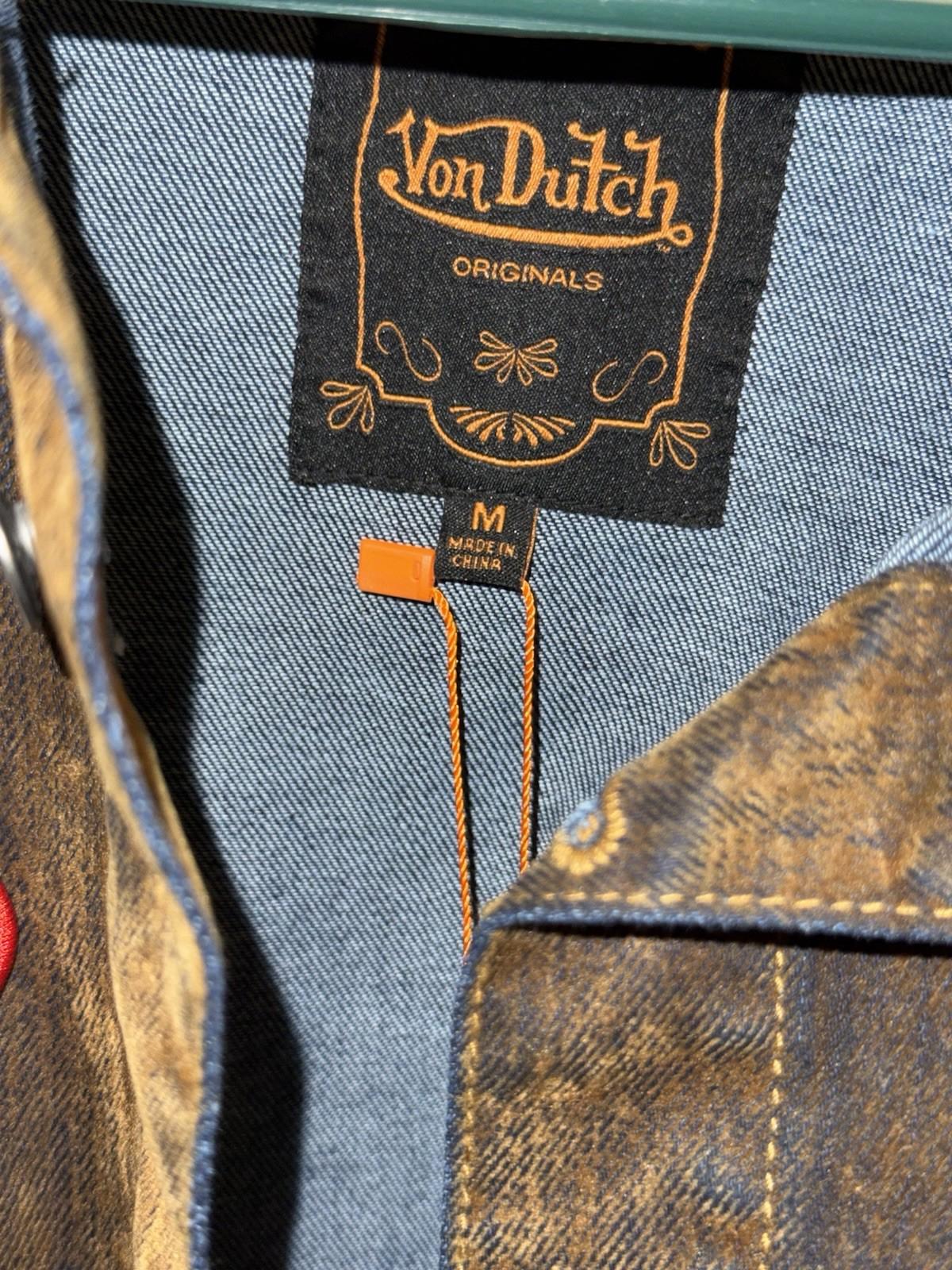 NEW Von Dutch Originals brown flocked chore denim jacket Medium NWT