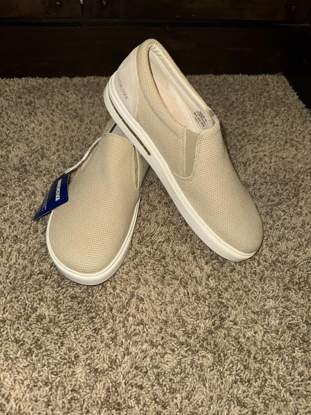 Birkenstock Oswego Beige Canvas/Suede Shoes Sandcastle Size 43
