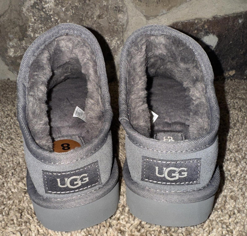 UGG Women’s Sz 8 M/EUR 39  CLASSIC SLIPPER Grey Wool Blend Lining MSRP $130 NEW