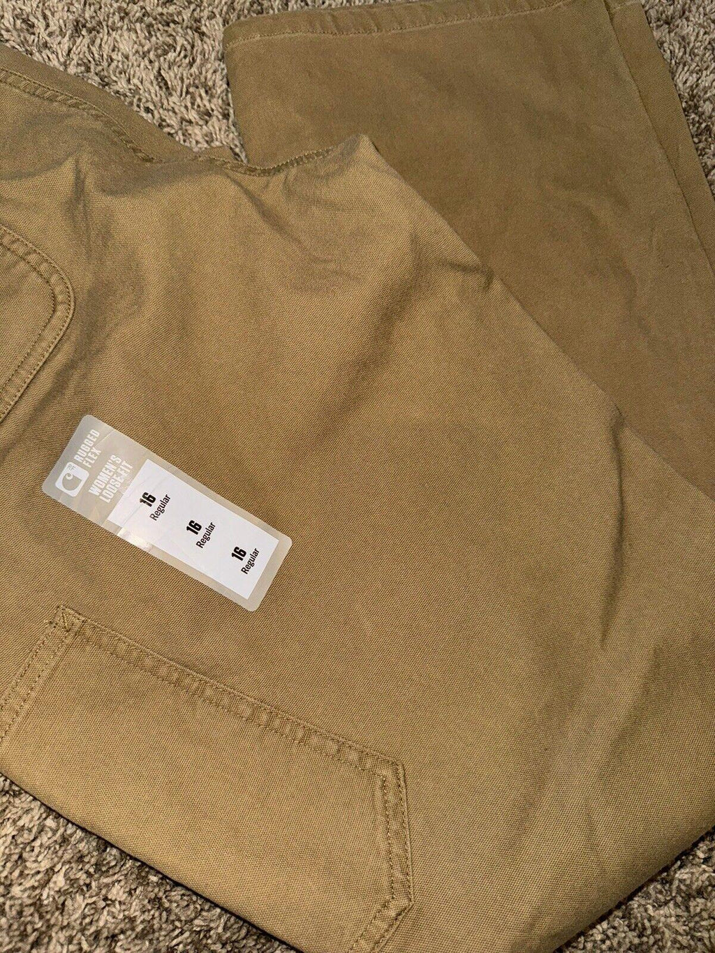 Carhartt Women Rugged Loose Fit Canvas Pant Khaki 16 Reg