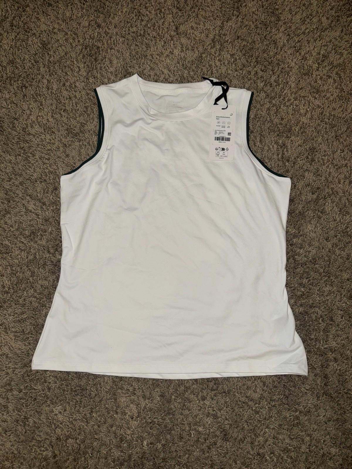 VARLEY Arton Performance Tank Top. Medium. White with Forest green NEW MSRP $72