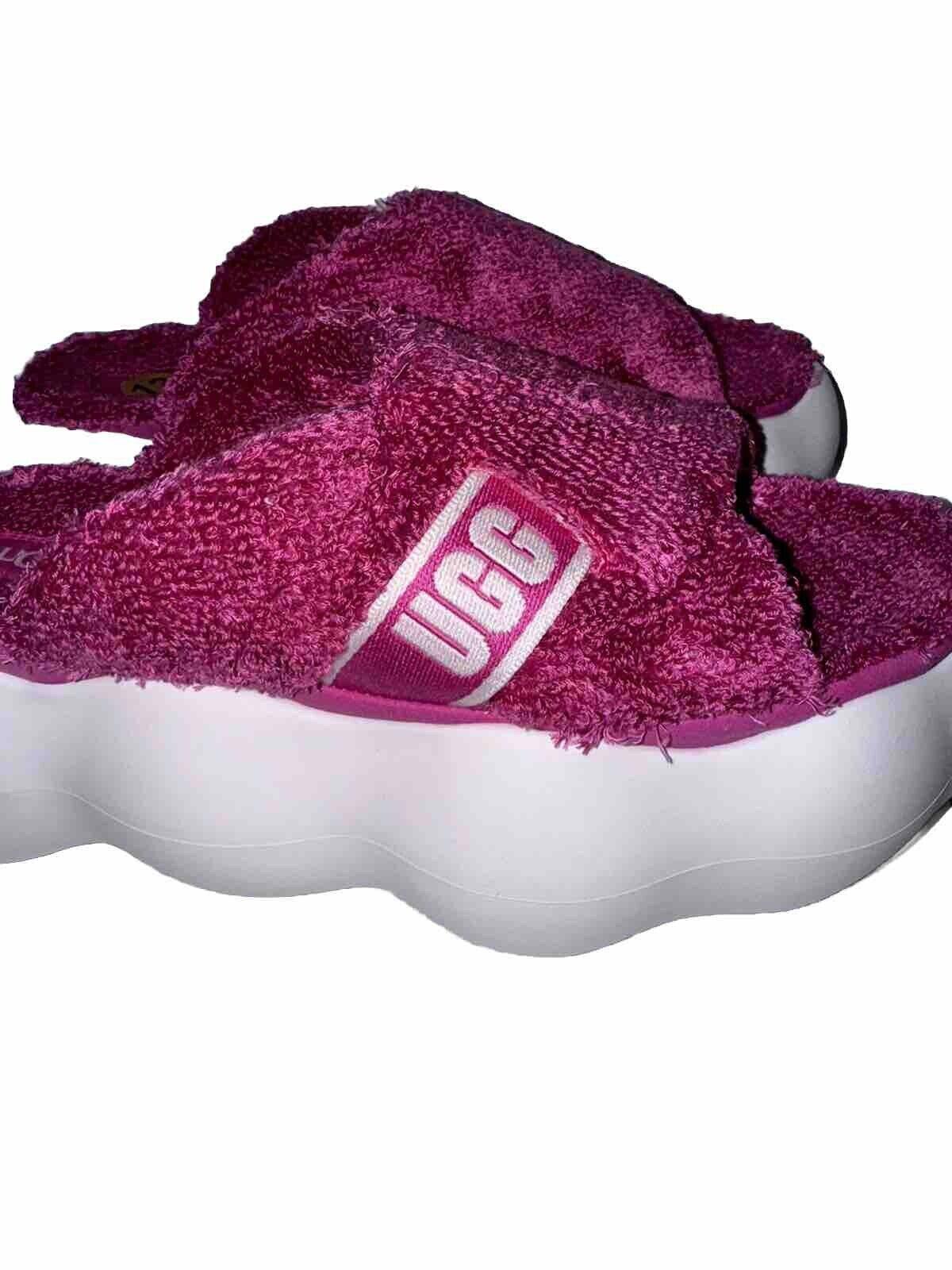 UGG SUGARCLOUD SLIDE Fuchsia TERRY PLATFORM SANDALS SZ US 8