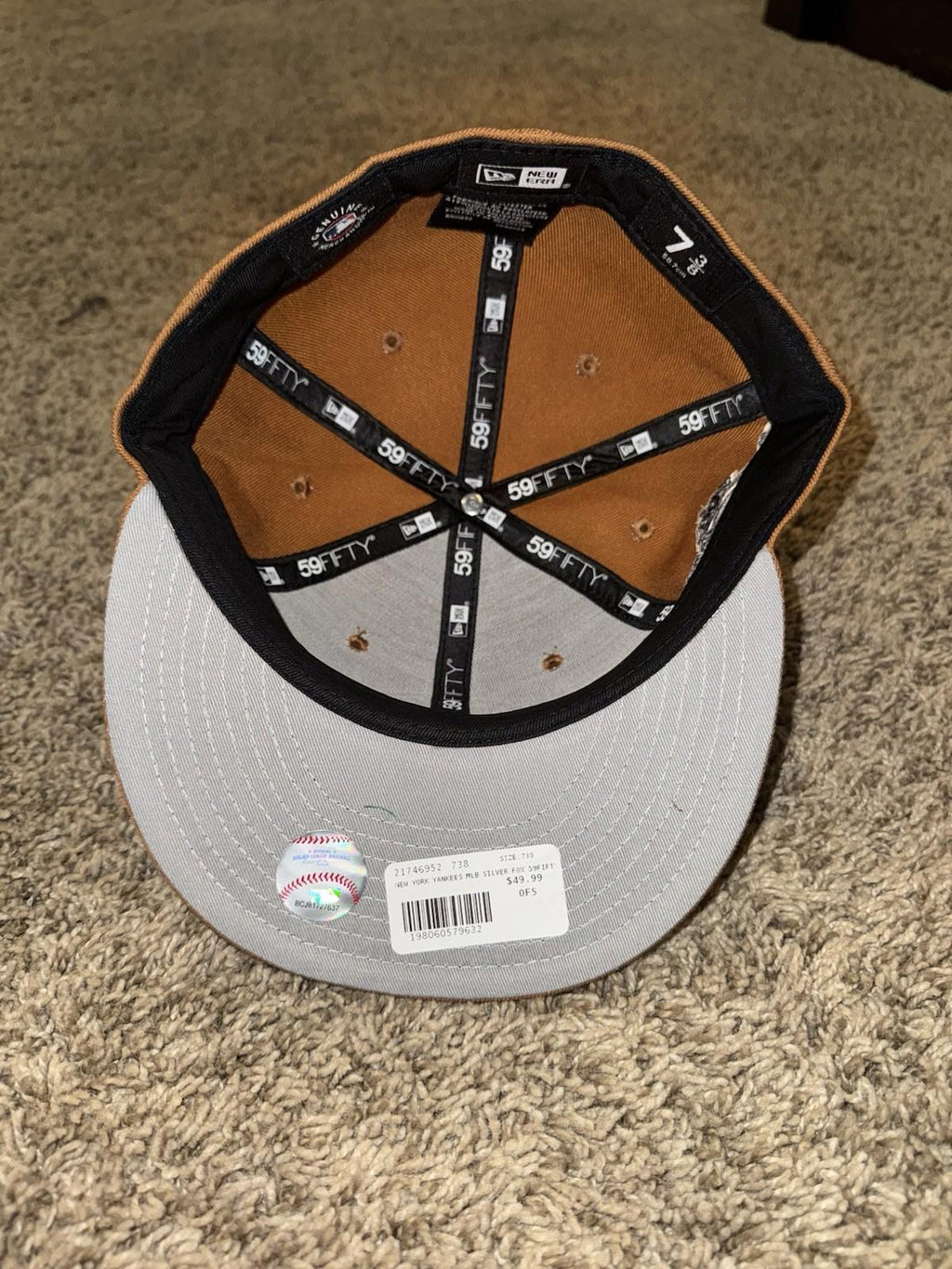 New York Yankees Fitted Hat 7 3/8 x New Era 59FIFTY 1966 World Series Cap Brown