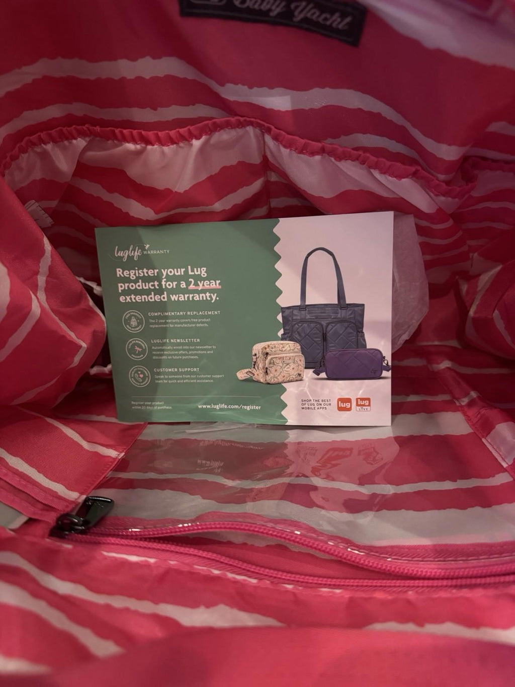 NEW Lug Baby Yacht Carry-All  Zip Top Tote Travel Work Diaper Magenta Pink NWT