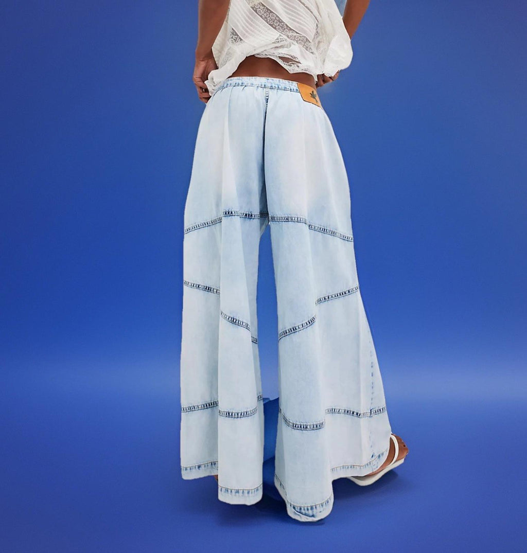 NEW Free People X OneTeaspoon Daddio Wide-Leg Jean In Depeche Blue Sz 26 Ret$198