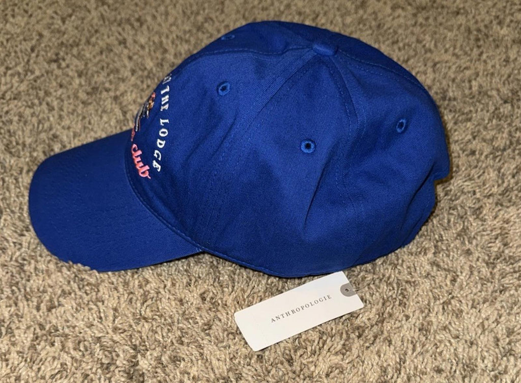 Anthropologie Apres Ski Club Baseball Cap Embroidered Royal blue NEW