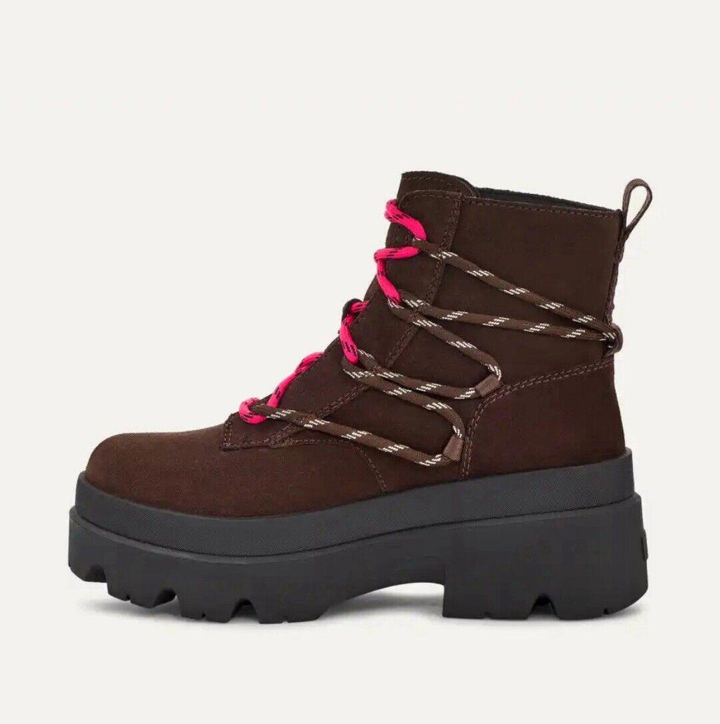 UGG BRISBANE LACE-UP SUEDE PLATFORM BOOTS SIZE 9.5