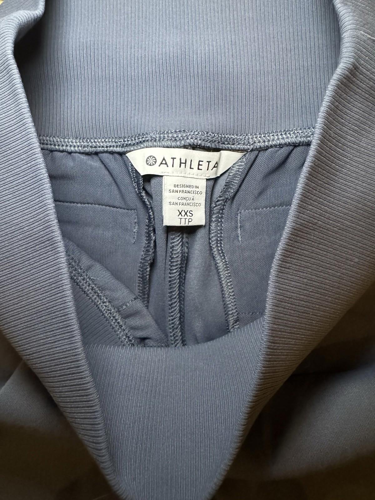 Athleta size XXS Venice Jogger Side Piping Granite Blue/White Stripe #854423 NEW