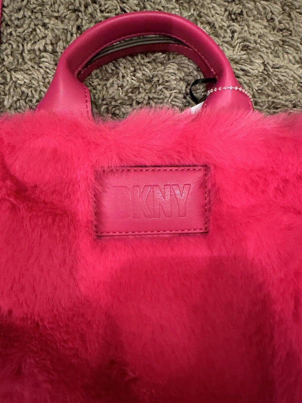 Pink DKNY Purse Handbag Satchel Fluffy Fur MSRP $148