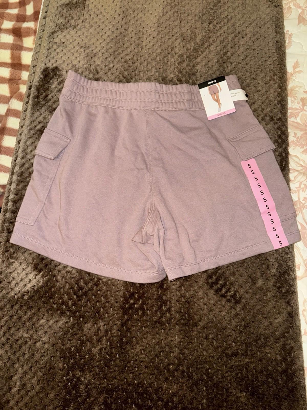 NEW! DKNY Women's French Terry Classic Fit Ultra-Soft Cargo Short Small. Purple