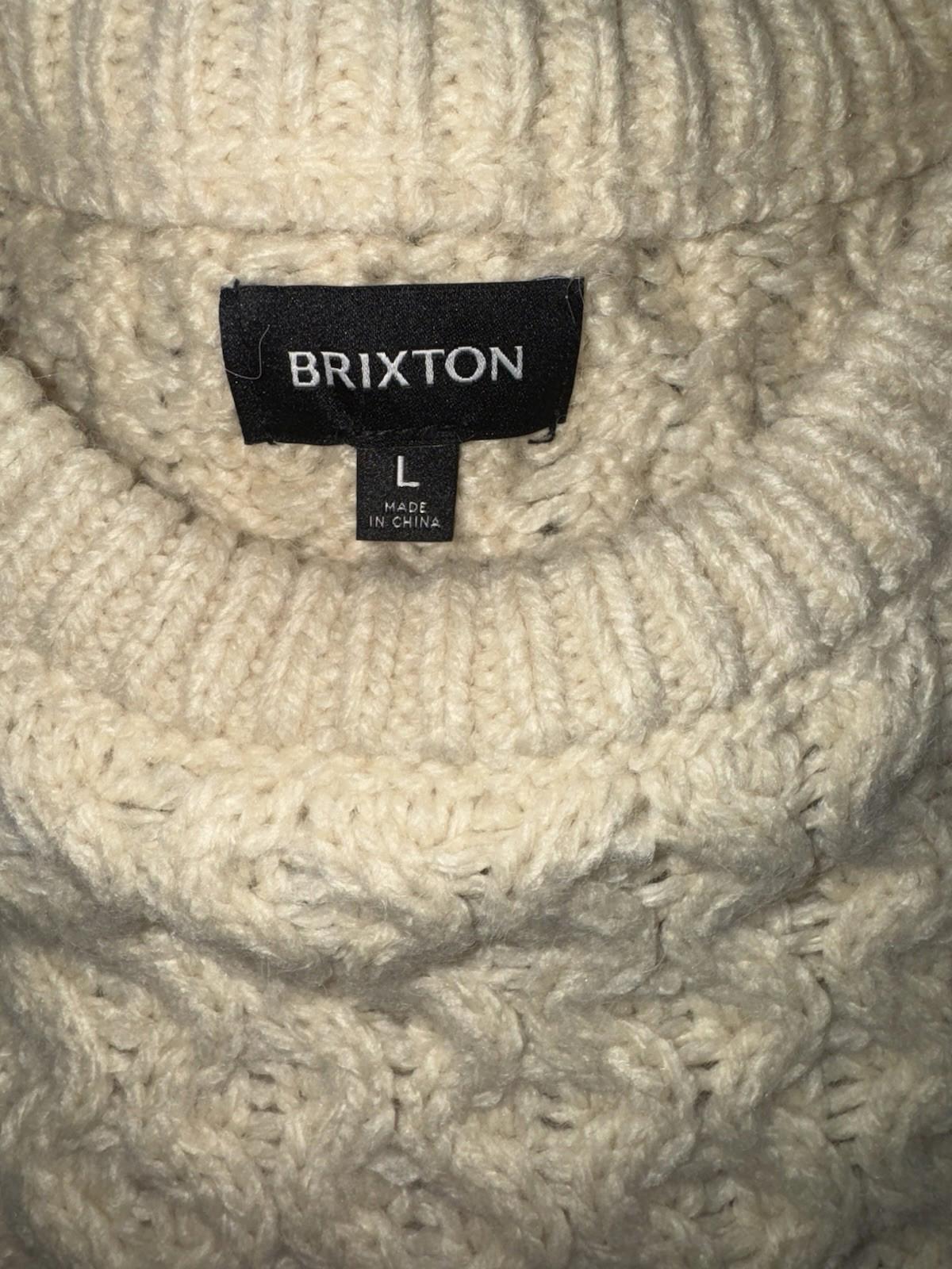 NEW Brixton Classic Fisherman Cable Knit Sweater in oatmeal color Size L