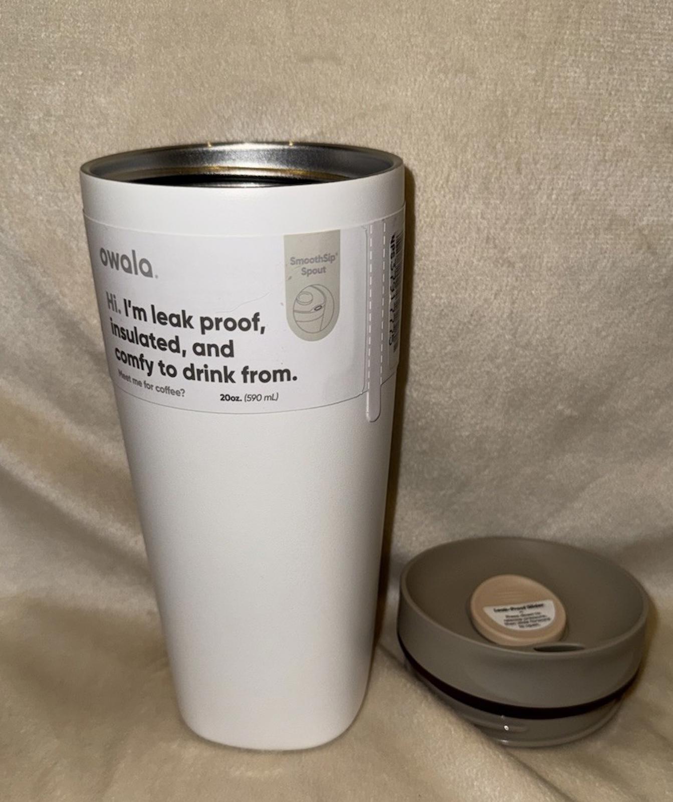 NEW Owala SmoothSip Slider Insulated Stainless Steel White Coffee Tumbler 20 oz