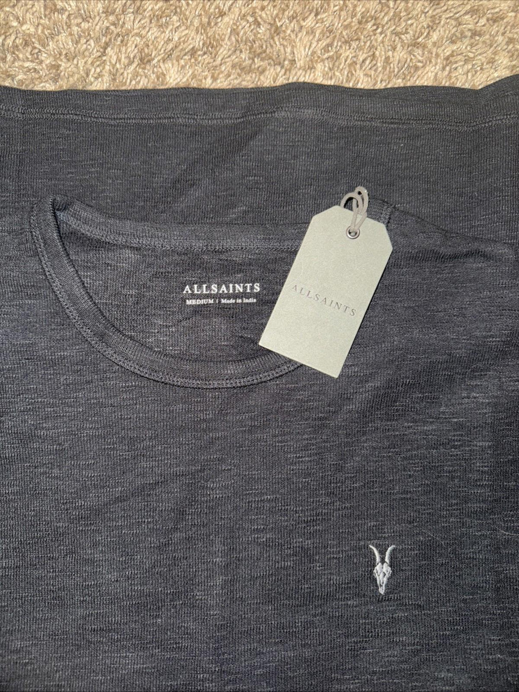 AllSaints T Shirt Mens Waffle Esum Short Sleeve Tee Crewneck Designer MED NWT