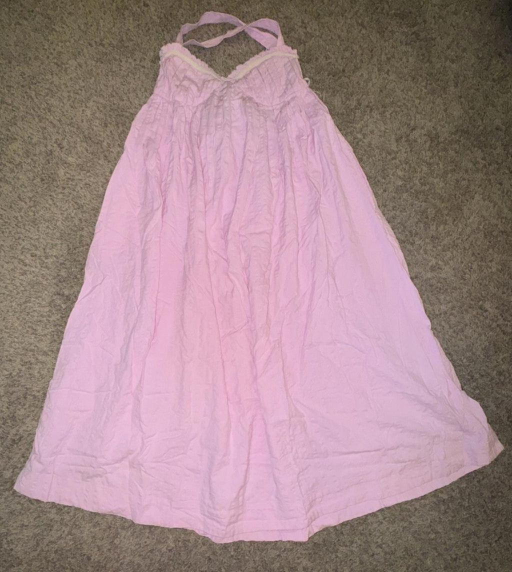 FREE PEOPLE Free-Est Poppy Maxi Dress Pink Strappy Garden Party Sz L {J30}