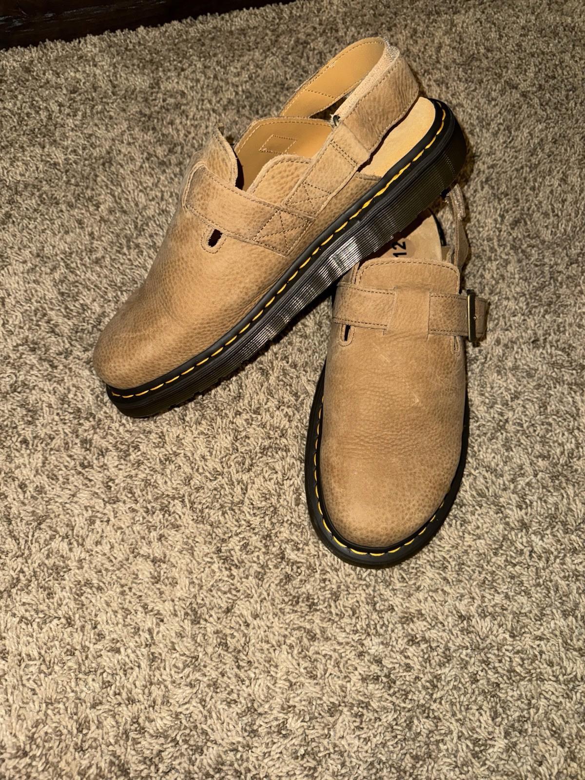 Dr Martens Jorge II Tumbled Nubuck Savannah Tan Leather Slingback Mules Sz 12