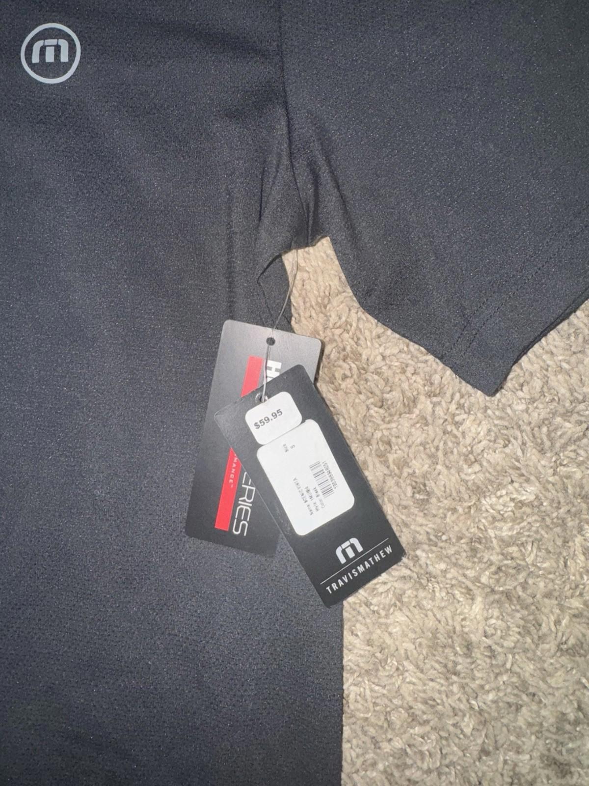 Travis Mathew Shirt Mens Small Black Scenic Vista Active Performance Tee NWT