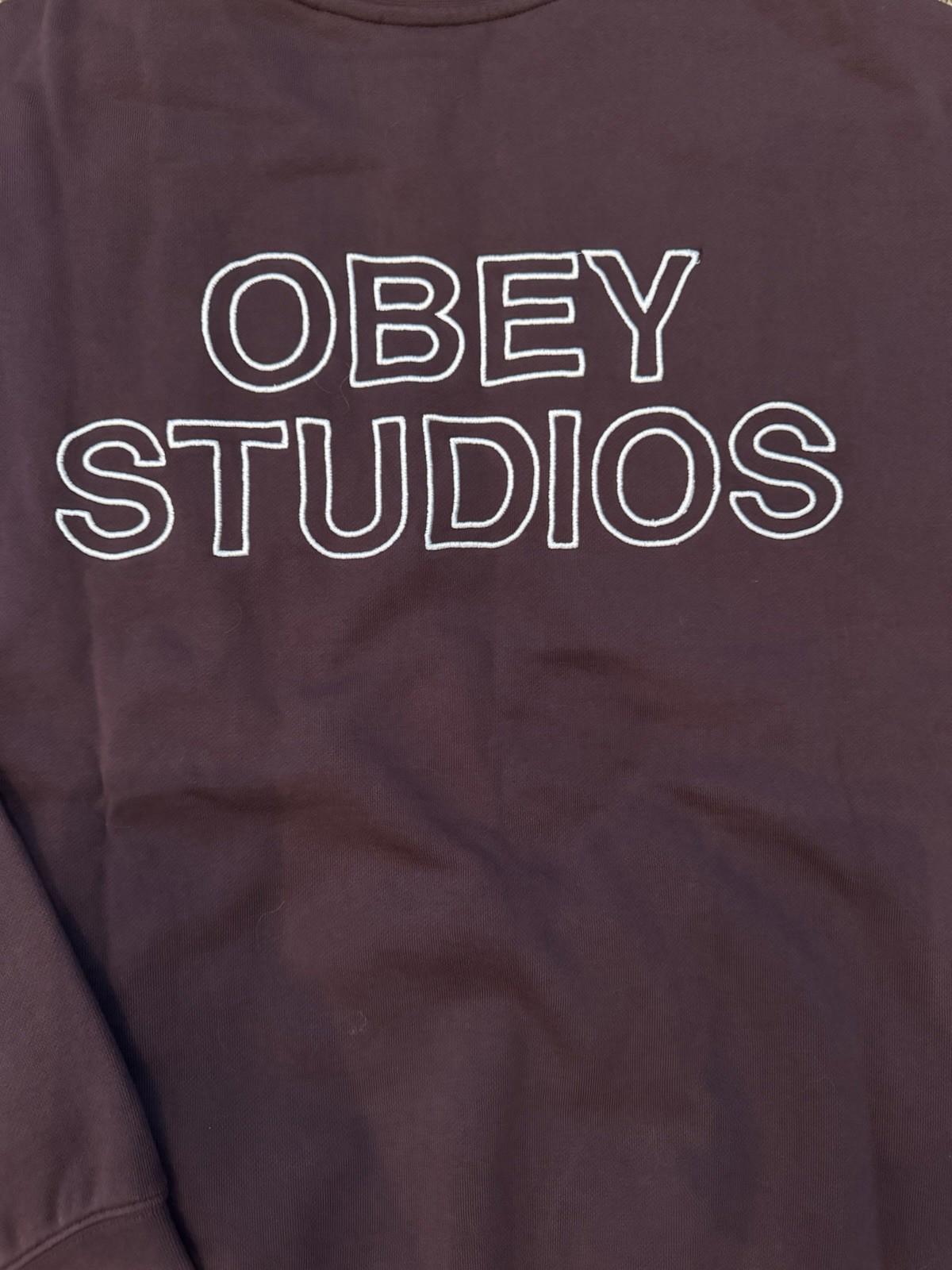 NEW! OBEY STUDIOS FADED CREW Burgundy Winetasting Faded Red Size Medium