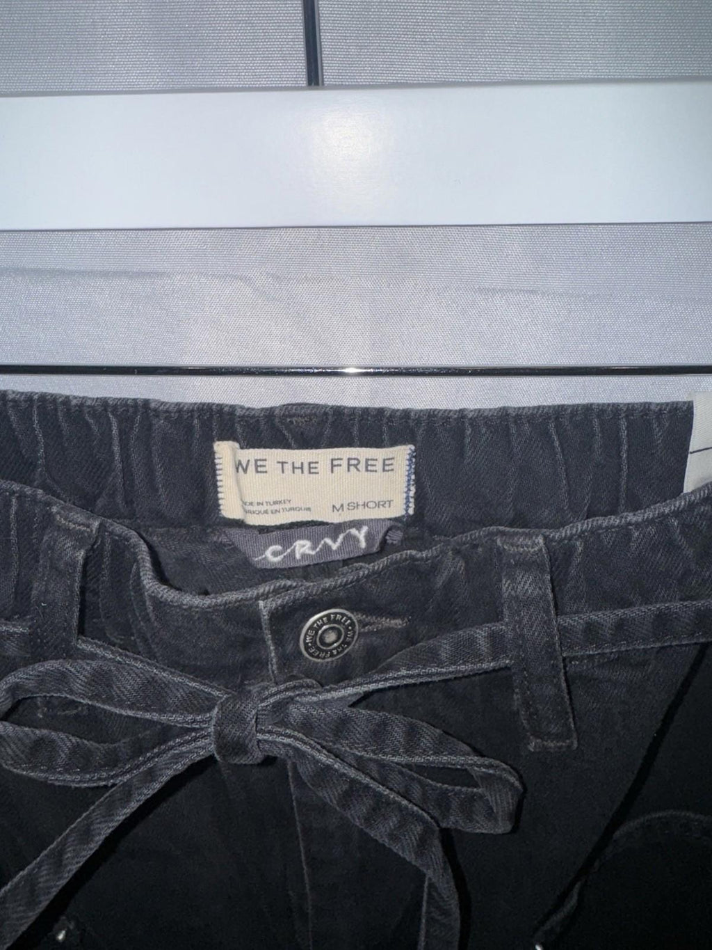 Free People CRVY Outlaw Wide Leg Jeans Distress Pockets Belt Black Jasper M NWT