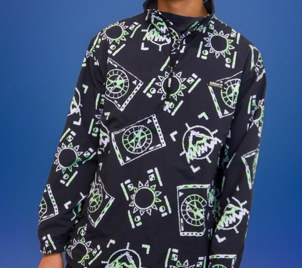 Adidas Men's Adventure Allover Print Archive Anorak Windbreaker Jacket Size SM