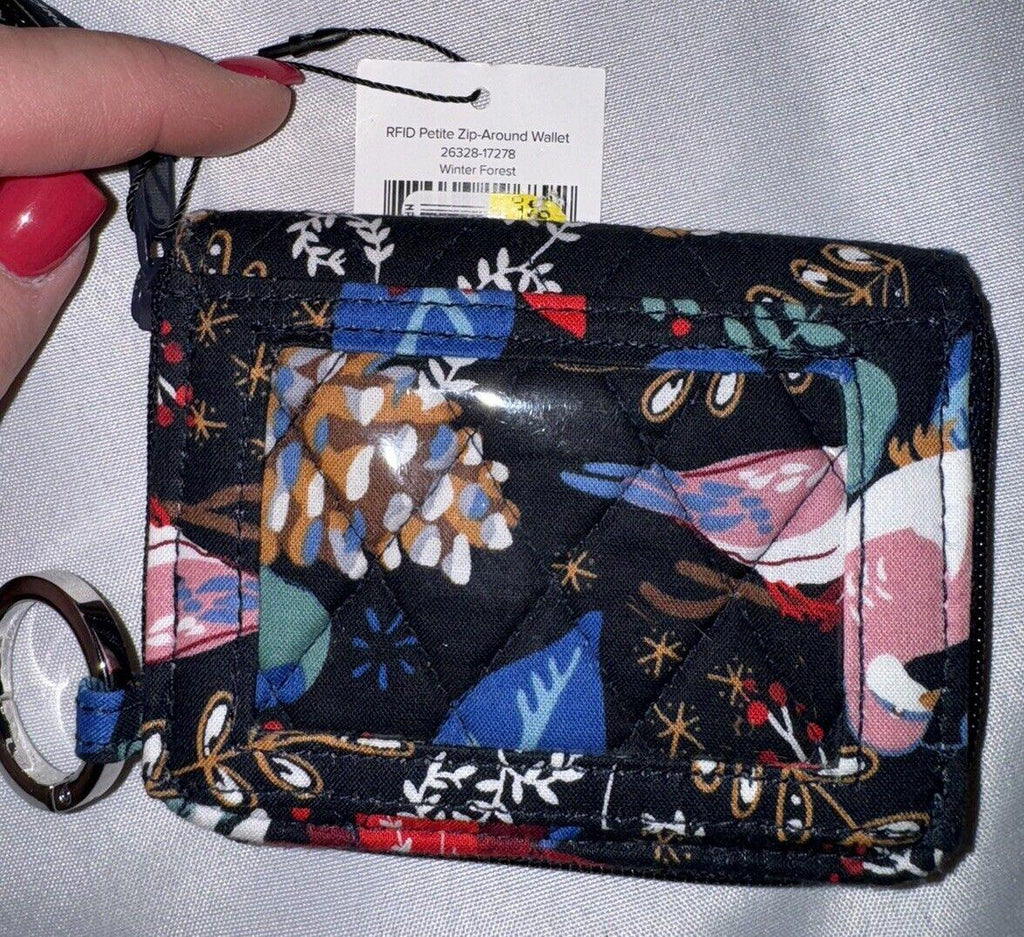 Vera Bradley RFID Petite Zip-Around Wallet Winter Forest NWT