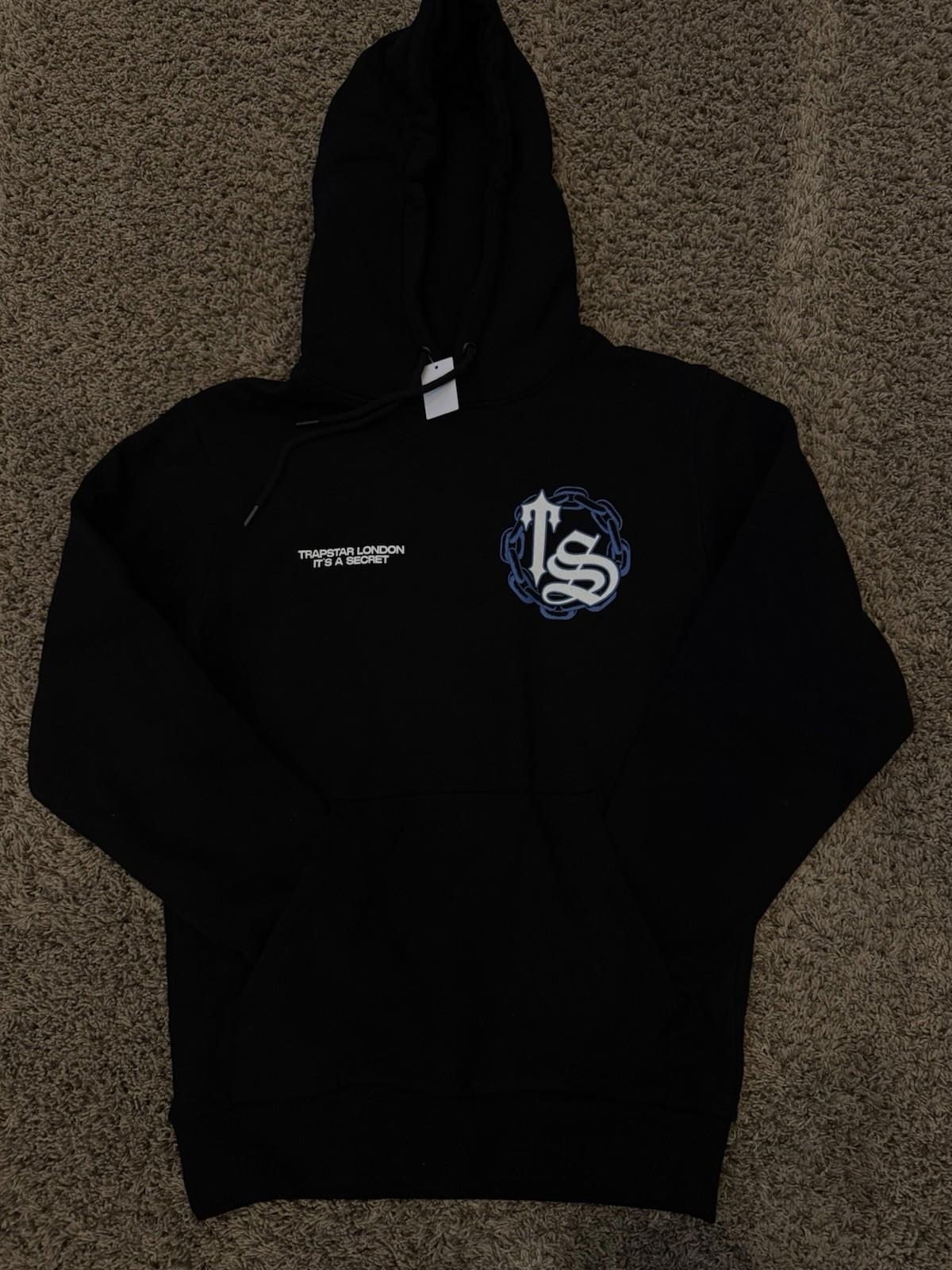 Trapstar Chain Script Hoodie Black/ice Blue Men’s small NWOT