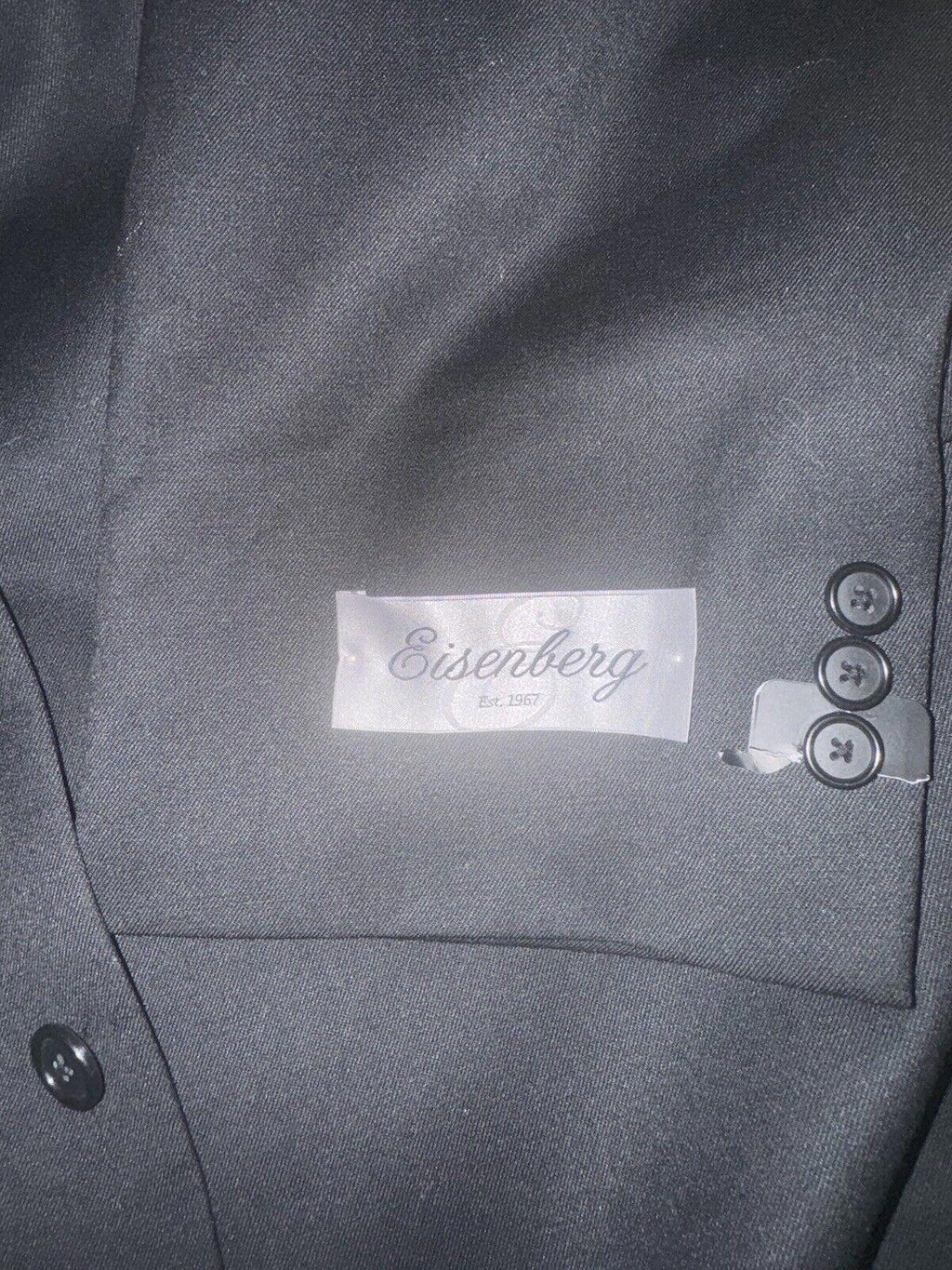 EISENBERG Sport Coat Two Button Jacket 56 Black Suit Coat