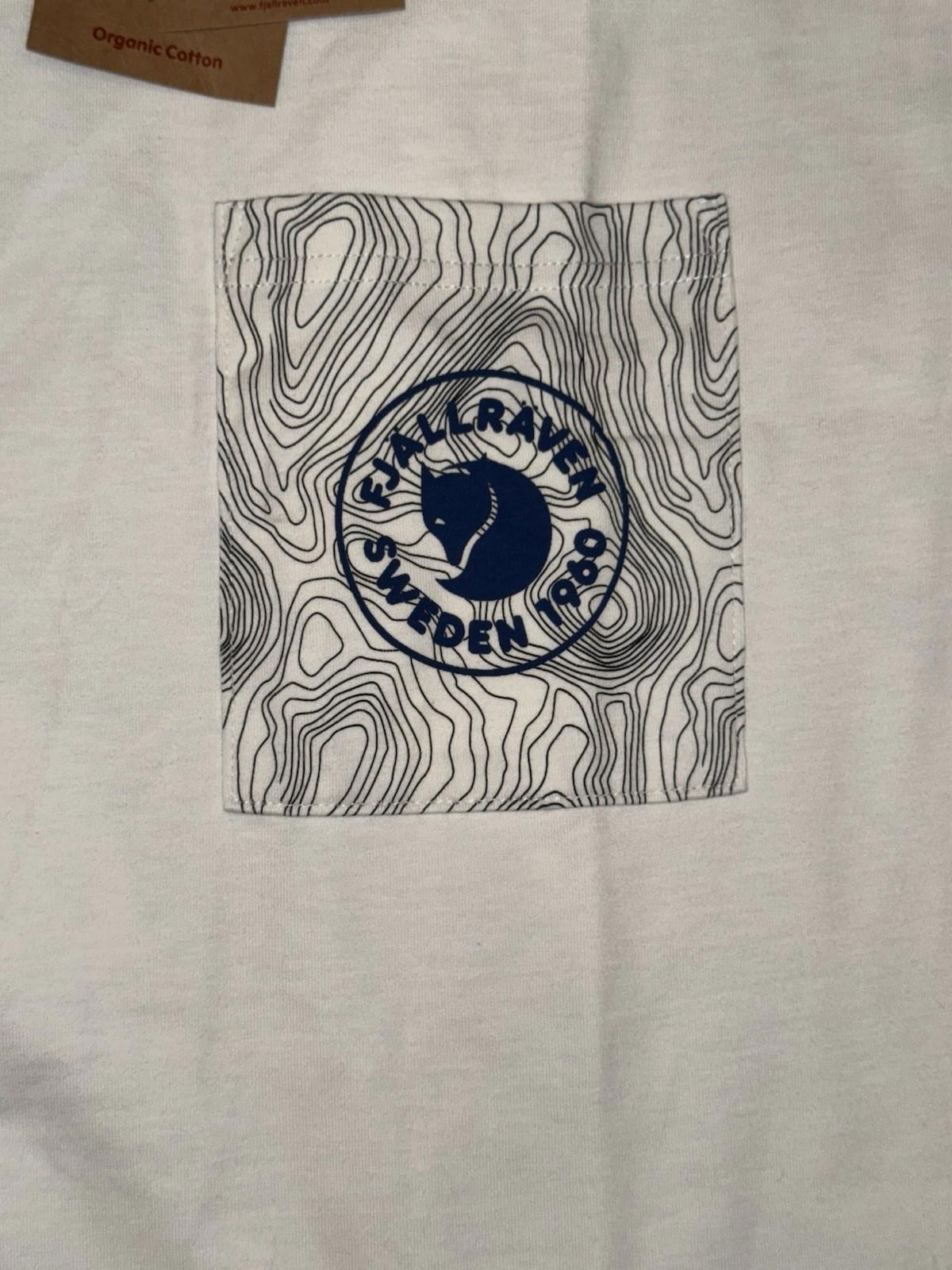 NEW! Limited Edition RARE Fjallraven Logo Pocket T-Shirt Of-White Large NEW