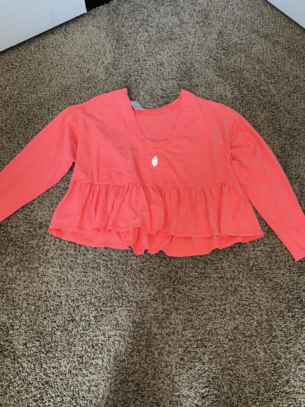 FREE  PEOPLE Play Nice Layer Pullover Women's Size S Neon Coral NEW