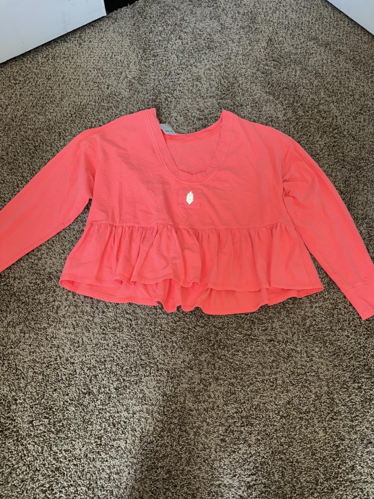 FREE  PEOPLE Play Nice Layer Pullover Women's Size S Neon Coral NEW