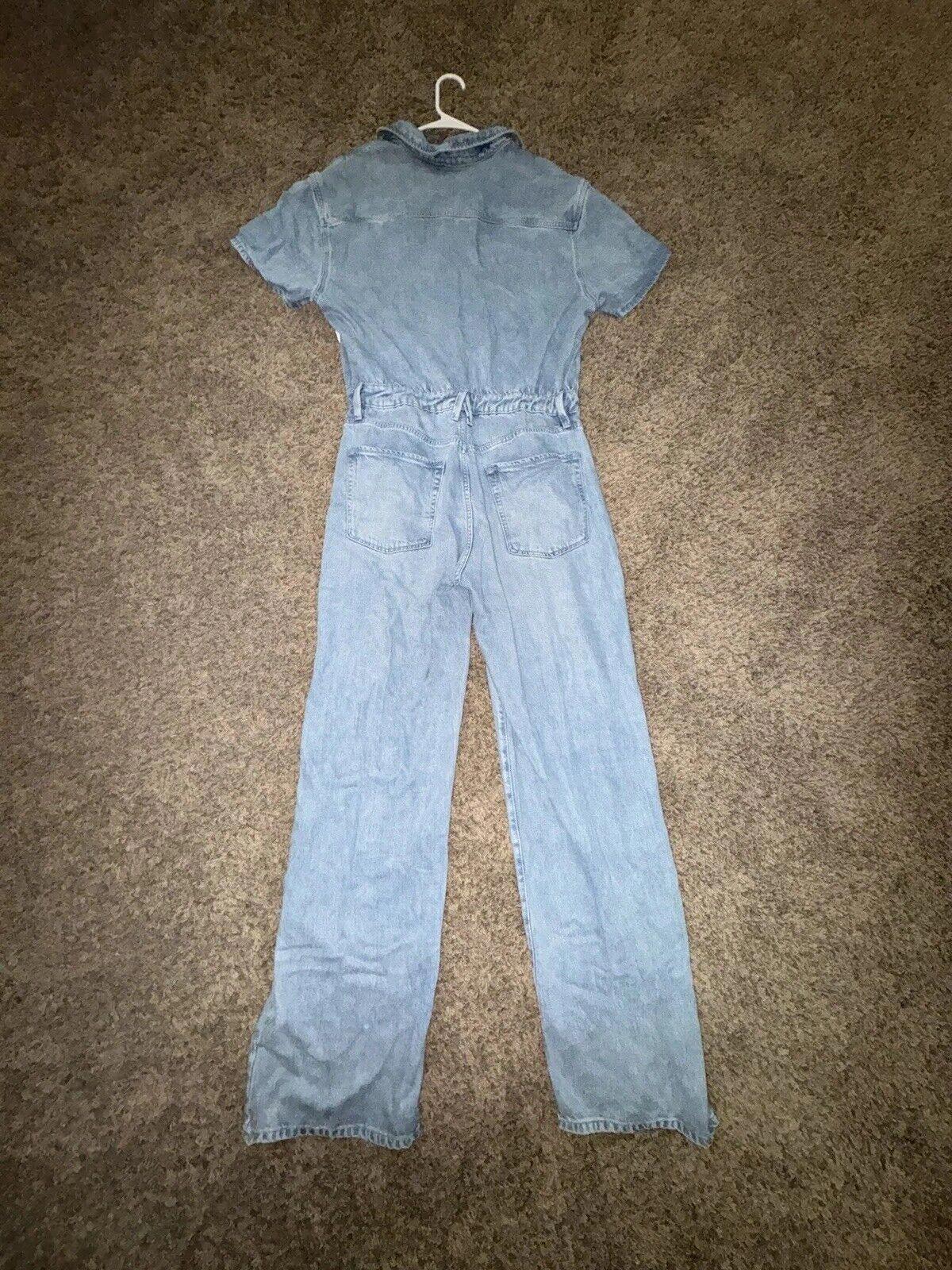 Good American Women's Denim Zipper Jumpsuit Size 5/2XL NWT