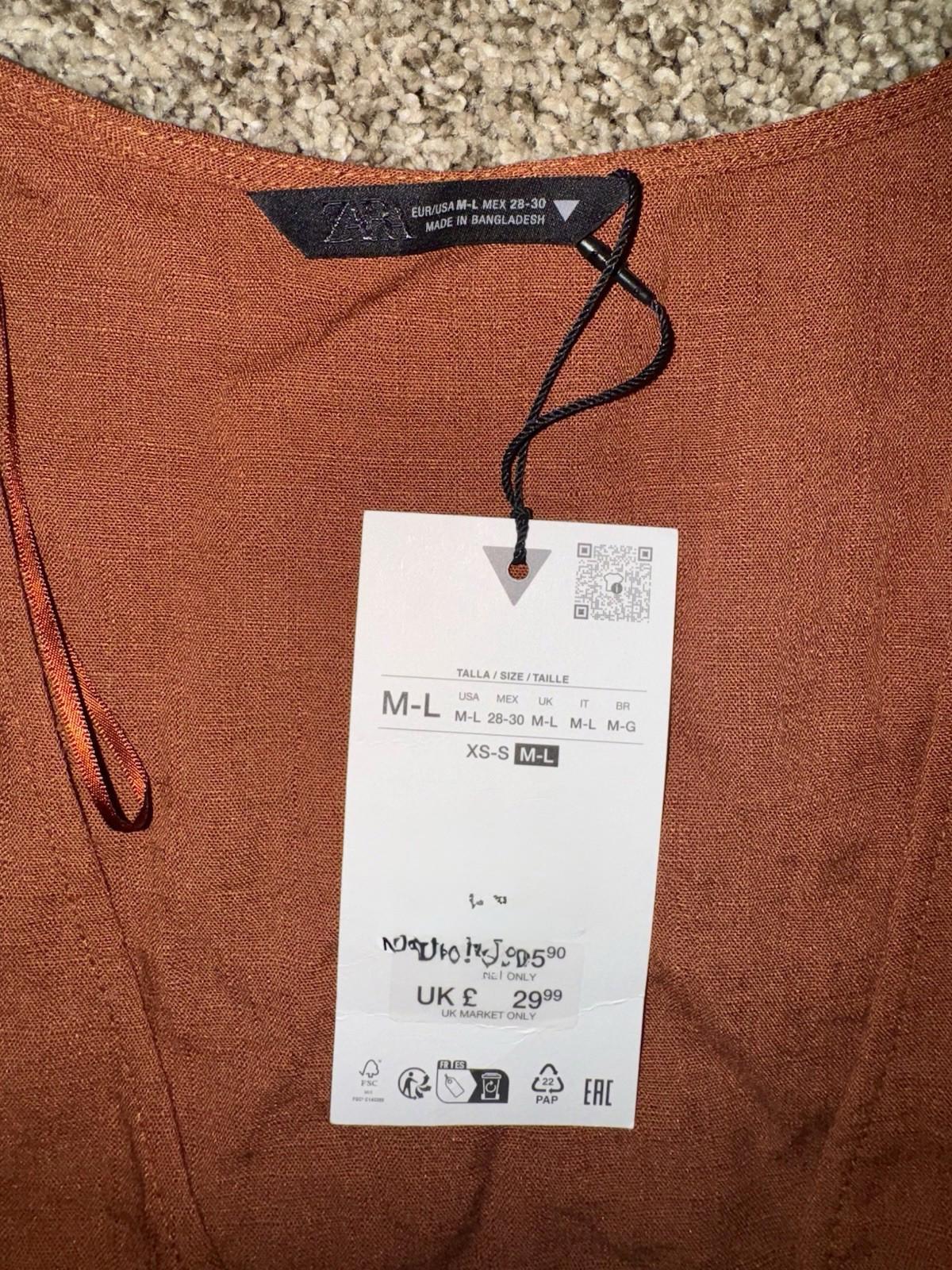 NEW $50 ZARA Linen Blend Orange Sleeveless Kimono Vest Women Size M-L NWT
