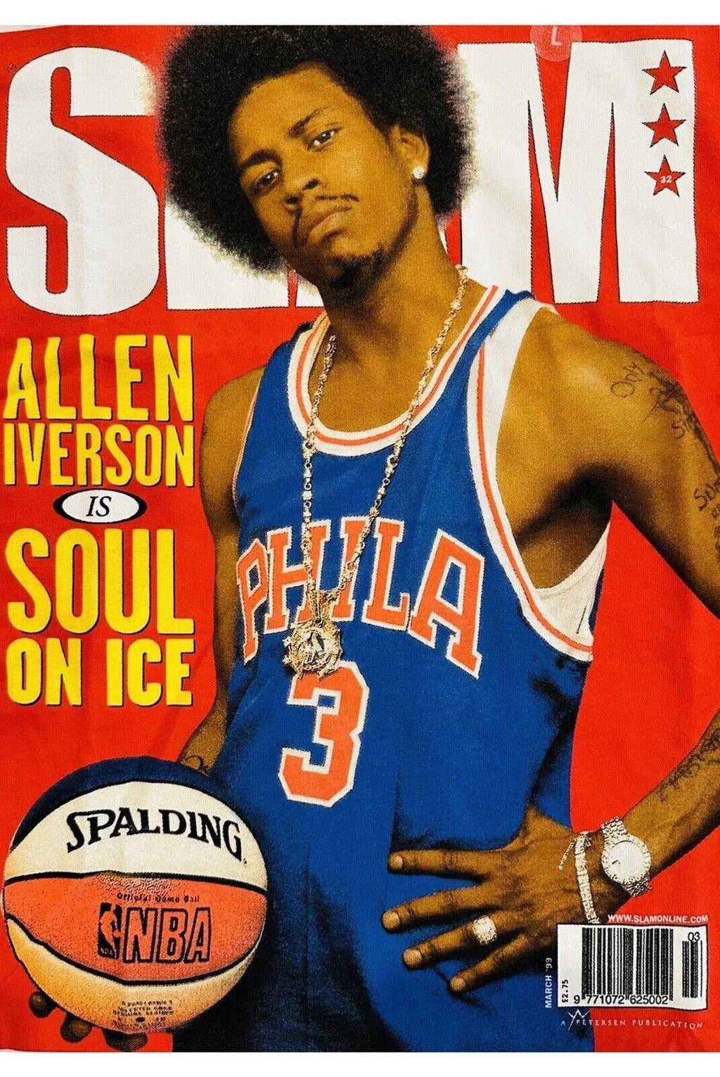 MITCHELL & NESS Allen Iverson 1999 Slam Magazine Cover White Large Tee 76ers NEW