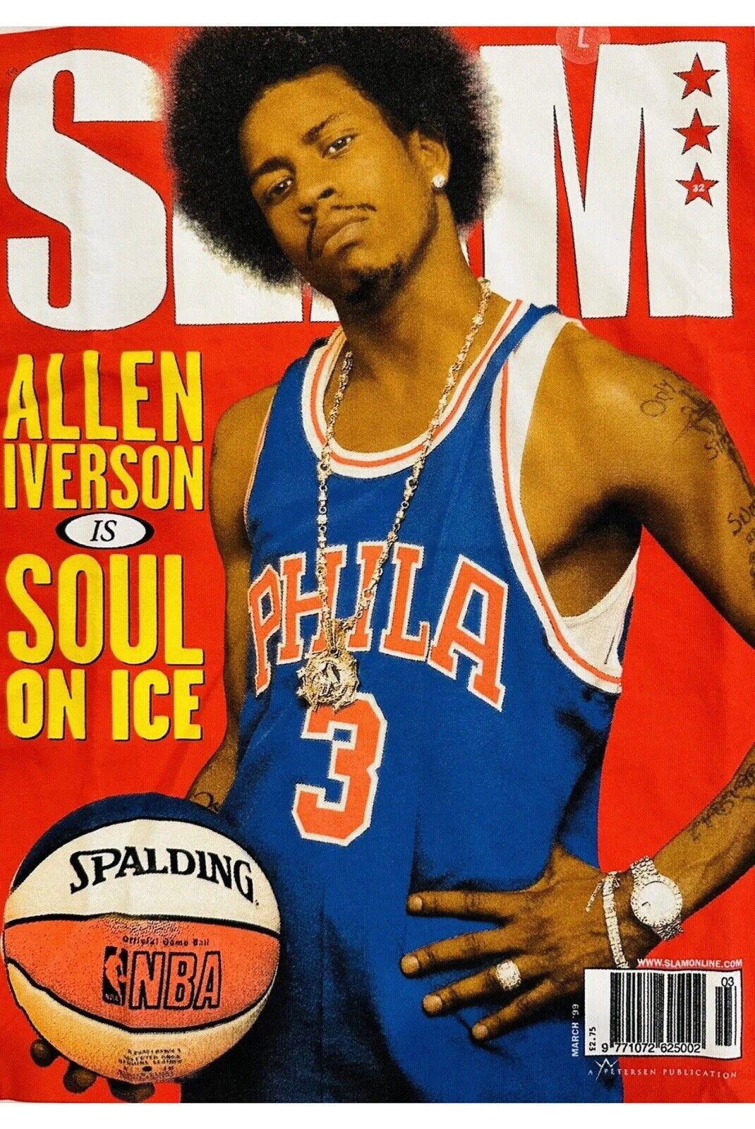 MITCHELL & NESS Allen Iverson 1999 Slam Magazine Cover White Large Tee 76ers NEW