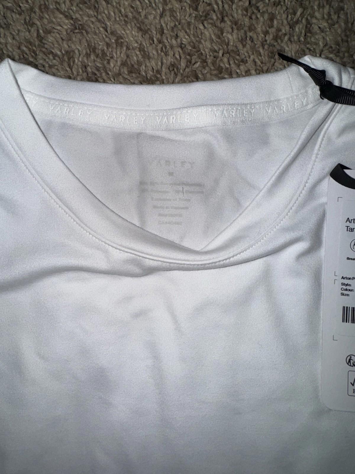 VARLEY Arton Performance Tank Top. Medium. White with Forest green NEW MSRP $72