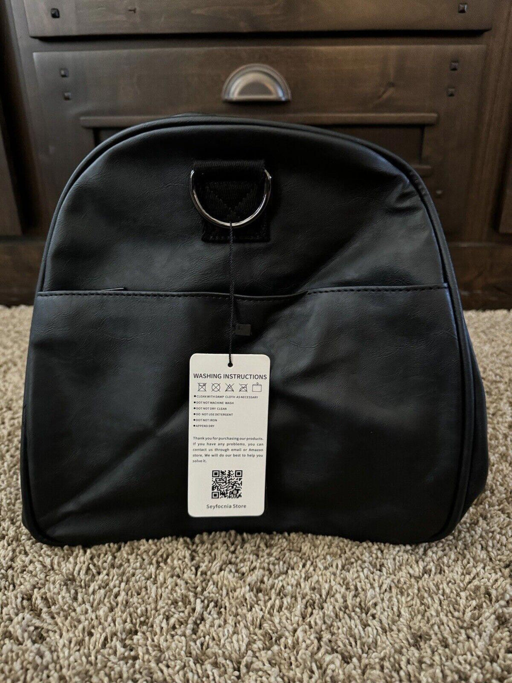 Weekender Oversized Travel Duffel Bag w Shoe Pouch Leather