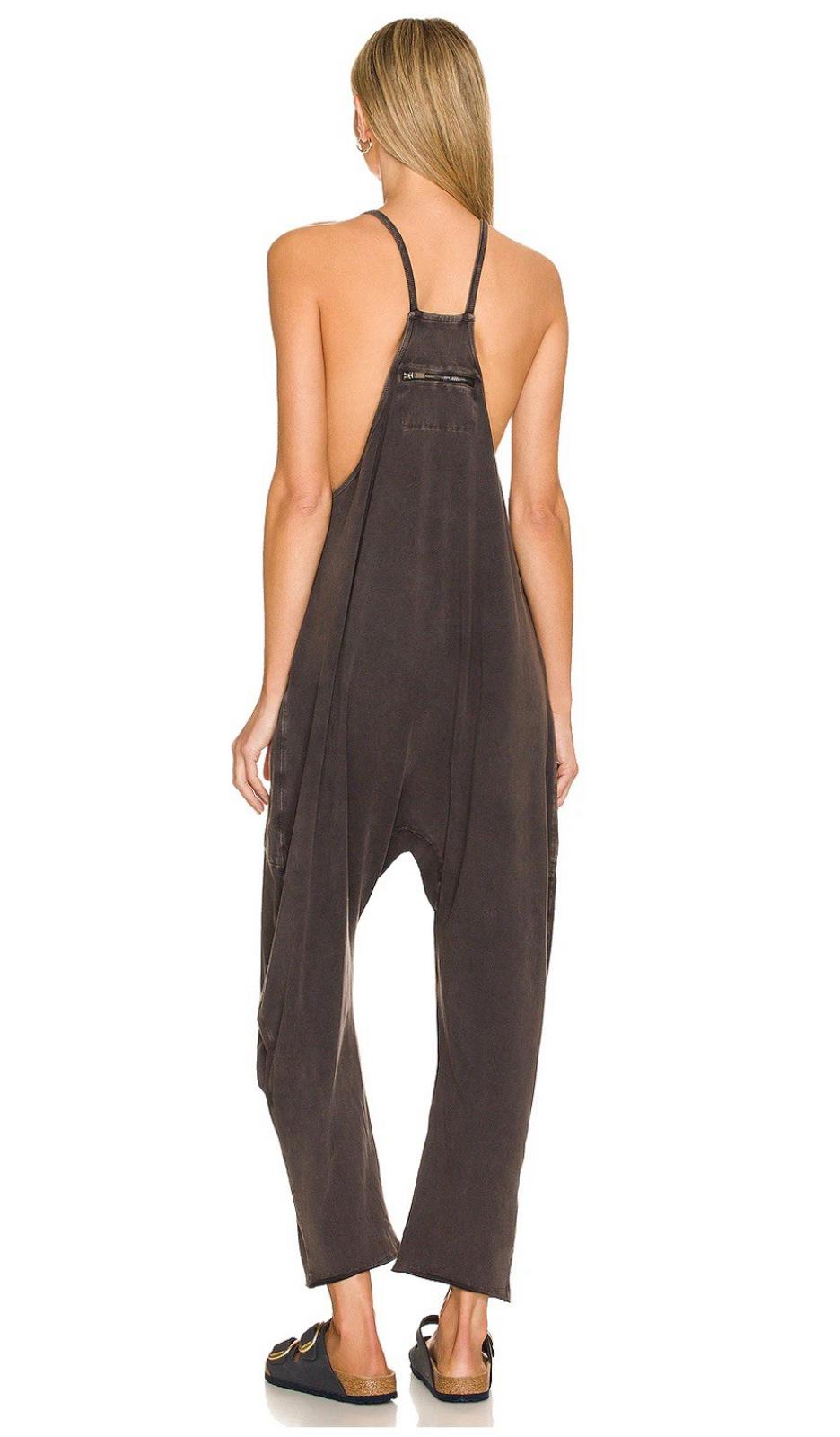 NEW Free People Movement Med. Oversized Hot Shot Romper Washed Black Yoga Active