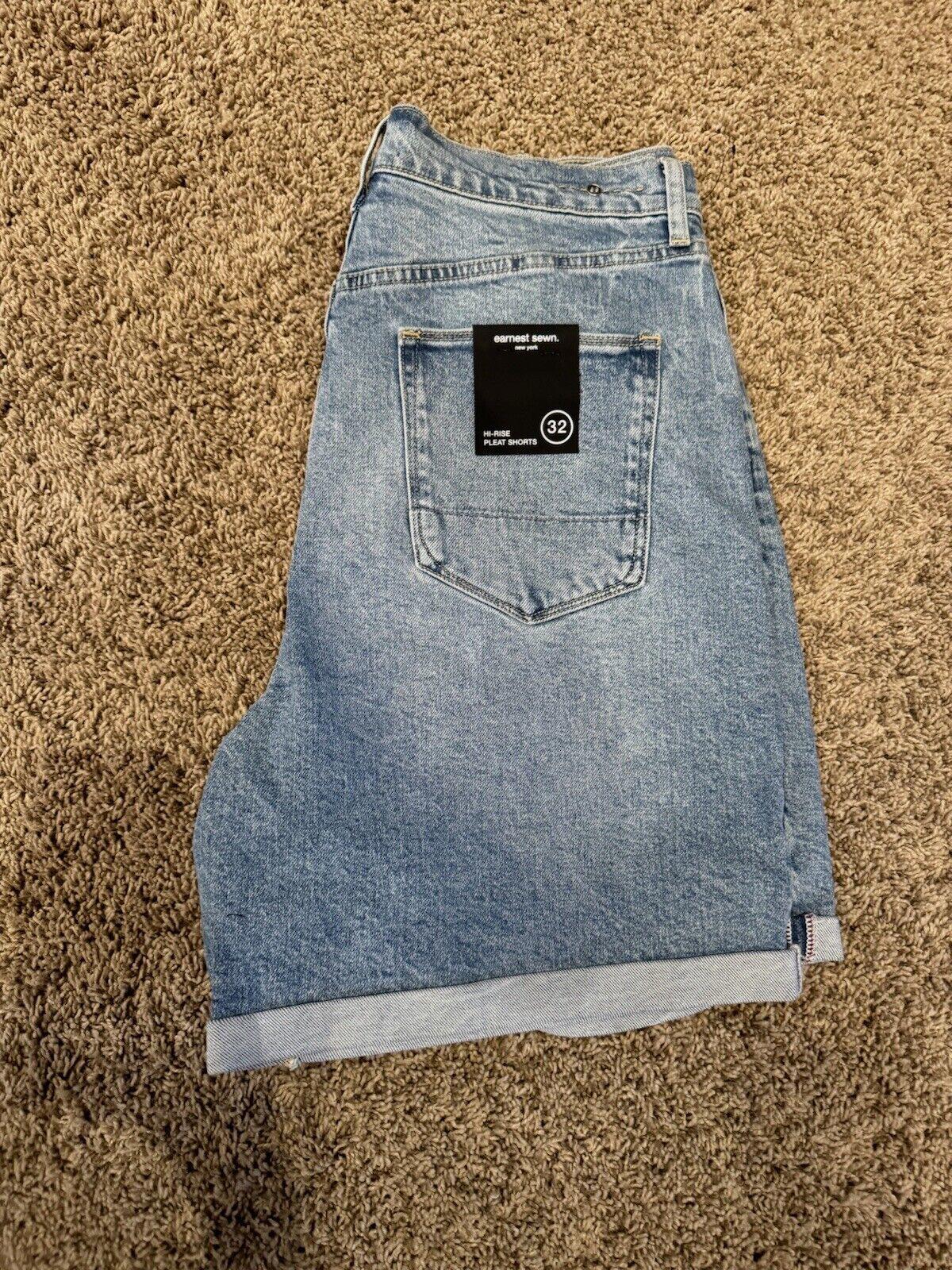 Earnest Womens Button Fly High Rise Denim Shorts Sz 32