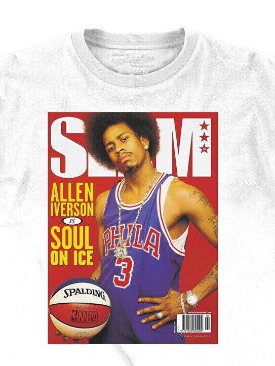 MITCHELL & NESS Allen Iverson 1999 Slam Magazine Cover White Large Tee 76ers NEW