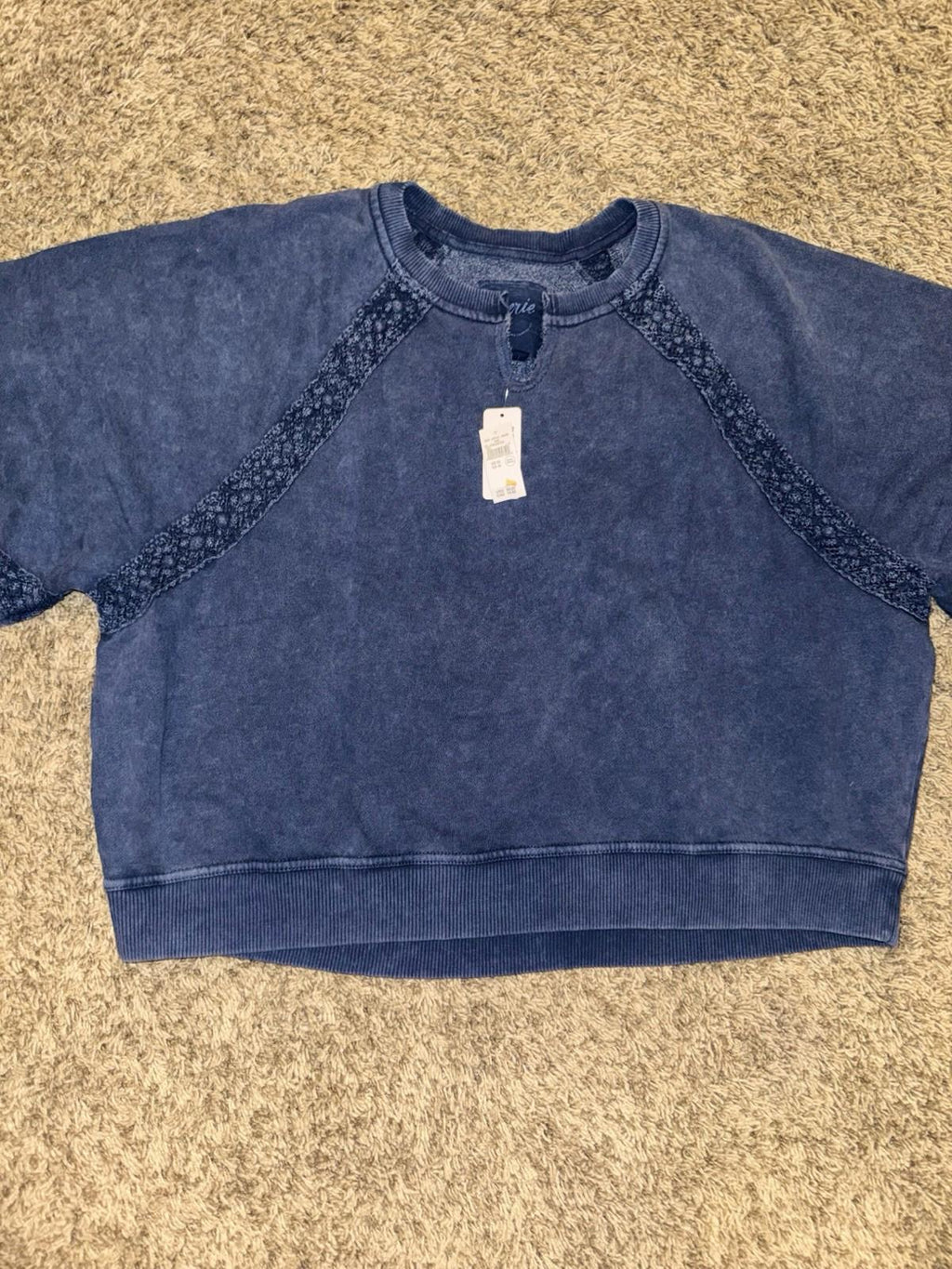 NEW! Aerie Women’s Hey Crochet Sweatshirt BLUE Size M NWT