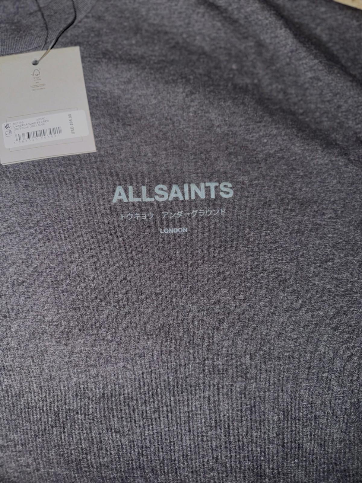 NEW! ALLSAINTS Underground Oversized Crew Neck T-Shirt Men's Size L Gray NWT