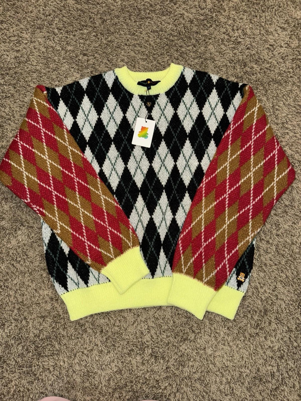 Teddy Fresh ARGYLE BLOCK SWEATER. SOLD OUT ONLINE! NEW! Medium